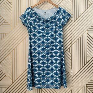 Title Nine Majestic Daring Dress boat neck sporty cap sleeve geometric pattern S